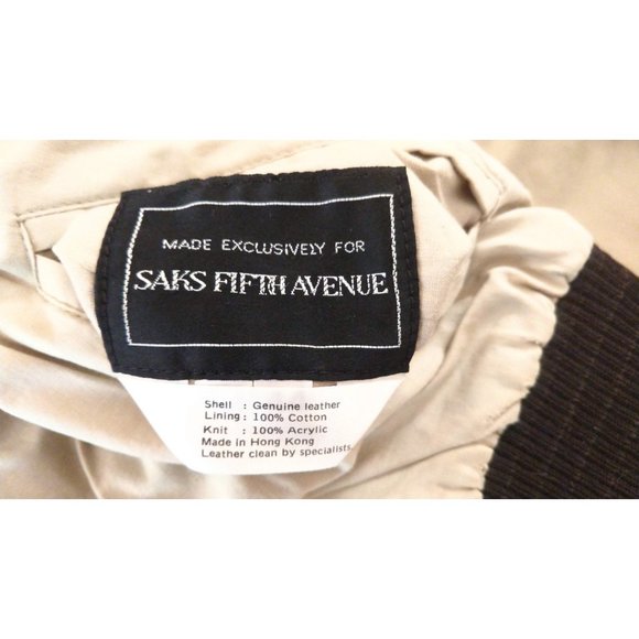 Saks Fifth Avenue mens vintage  brown leather bomber jacket - Picture 9 of 10